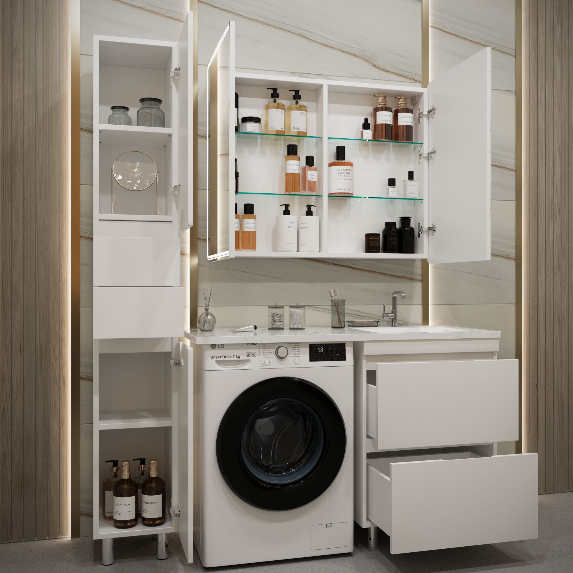 Зеркало-шкаф LED Stella Polar Анда 1000х800 /С правое, сенсор