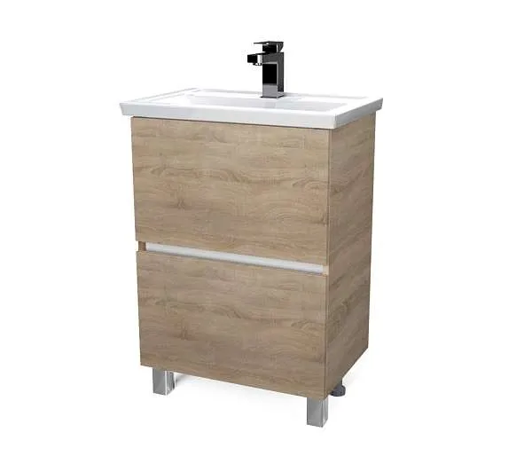 Тумба напольная 1Marka Aris 70Н 2я с раковиной Como 70, 2 ящика, дуб сонома