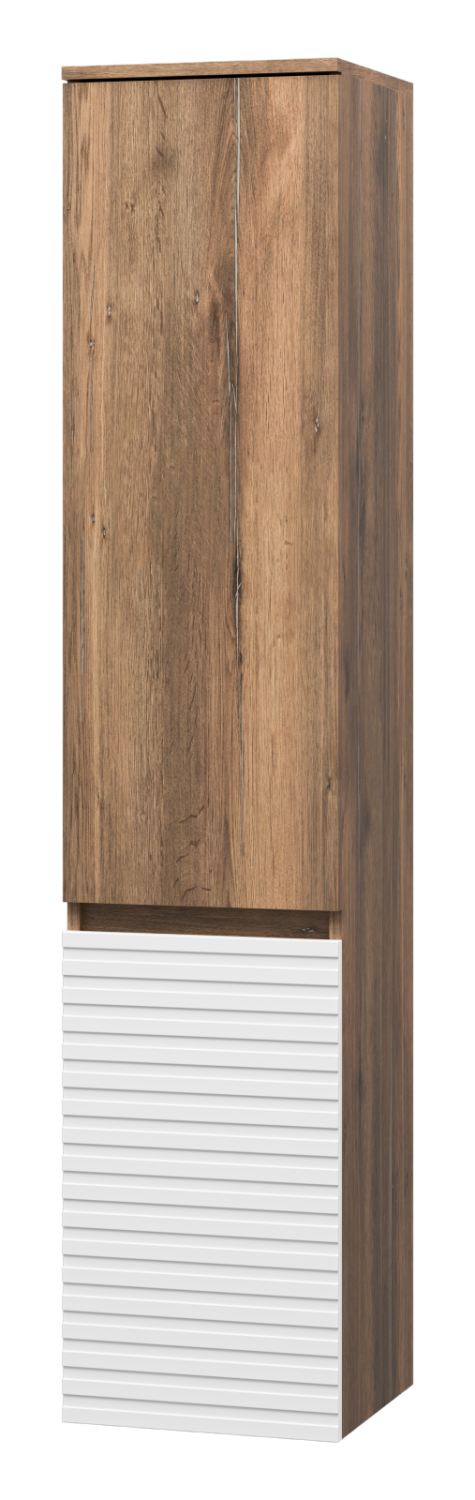 Пенал Brevita Dakota 35 напольный/подвесной, L, белый/дуб галифакс олово