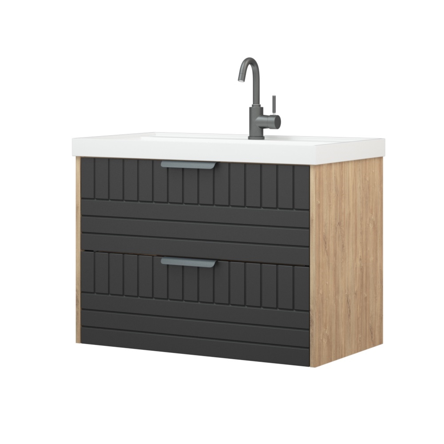 Тумба напольная Corozo Инди 80 с раковиной Сомо 80 дуб канзас/графит