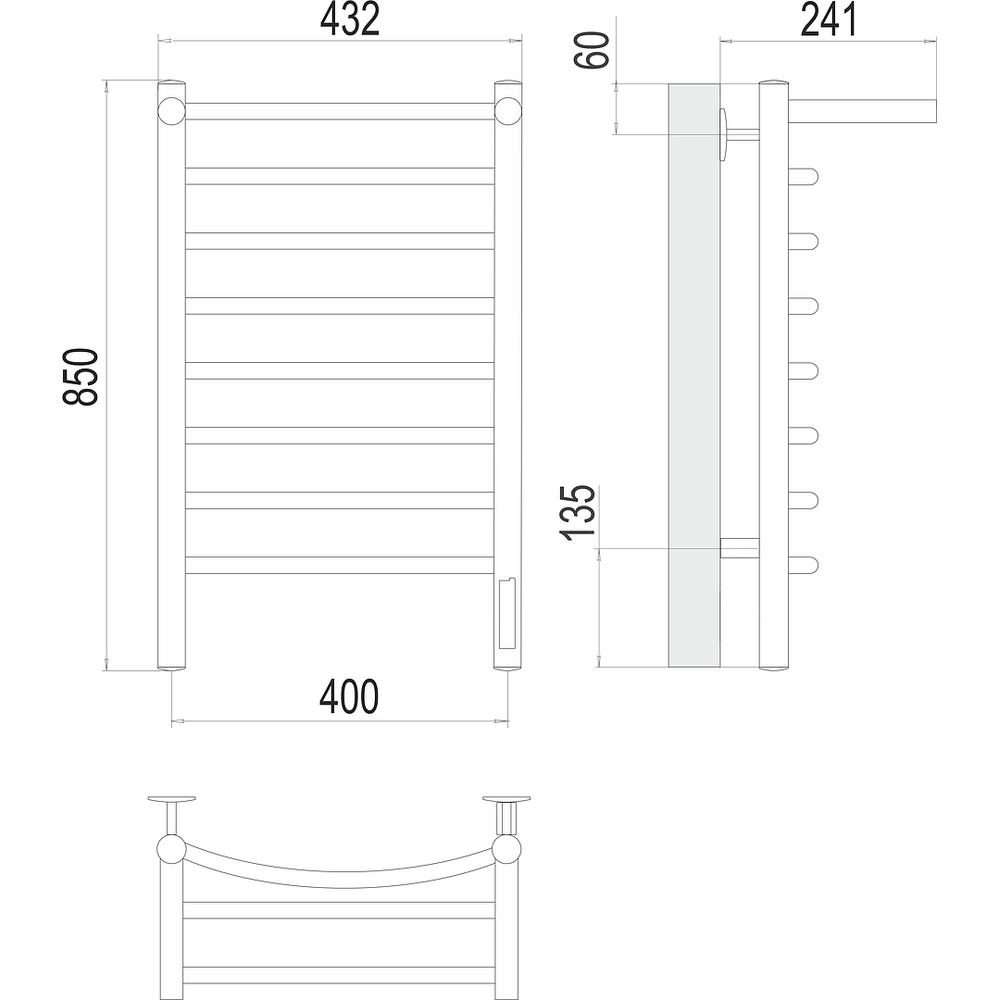 Полотенцесушитель электрический с полкой Terminus Классик П8 40х85
