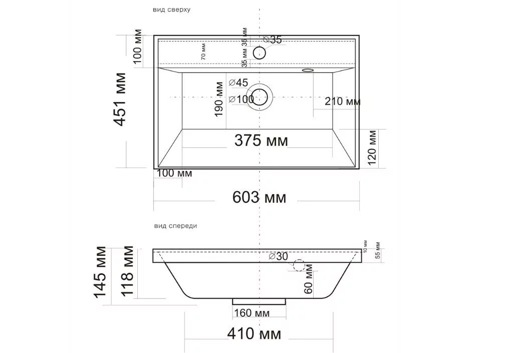 Тумба подвесная Vod-ok Тач 60 2 ящика с раковиной Classica 60, белая + 13 цветов