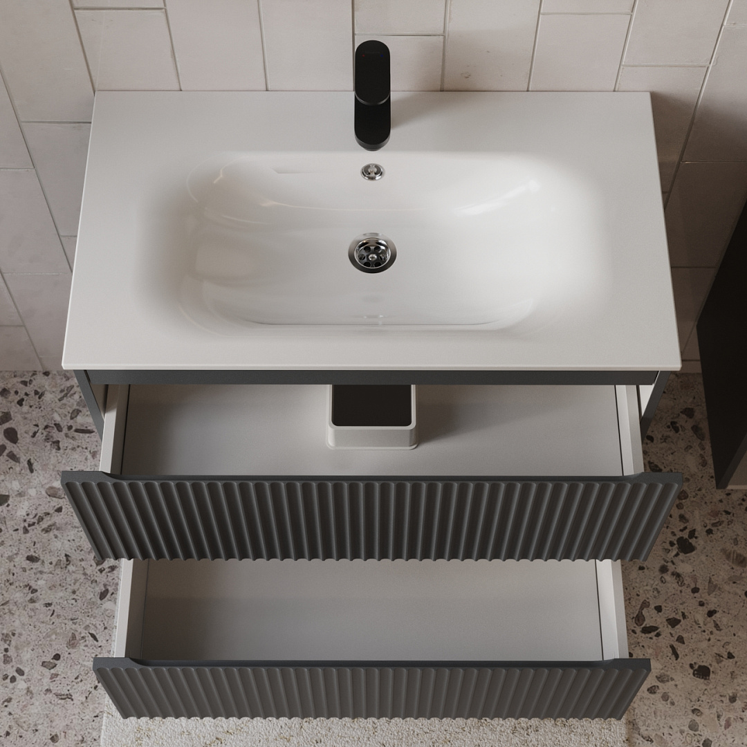 Тумба с раковиной подвесная (80 см) Terminus Sicilia SIC10802701601O, графит