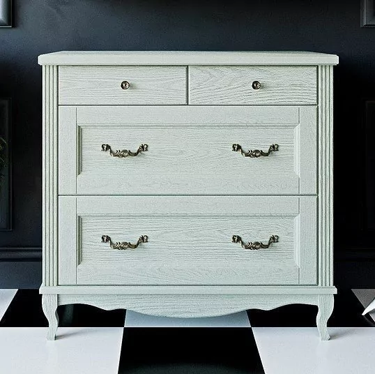 Тумба-комода ValenHouse Лиора 90 4 ящика, слоновая кость, ручки бронза