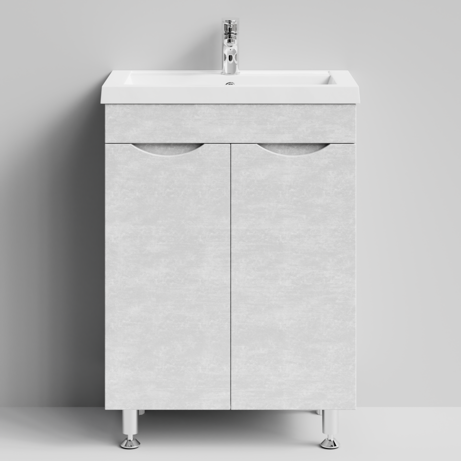 Тумба с раковиной Vod-ok Смайл 58 напольная, Белый камень