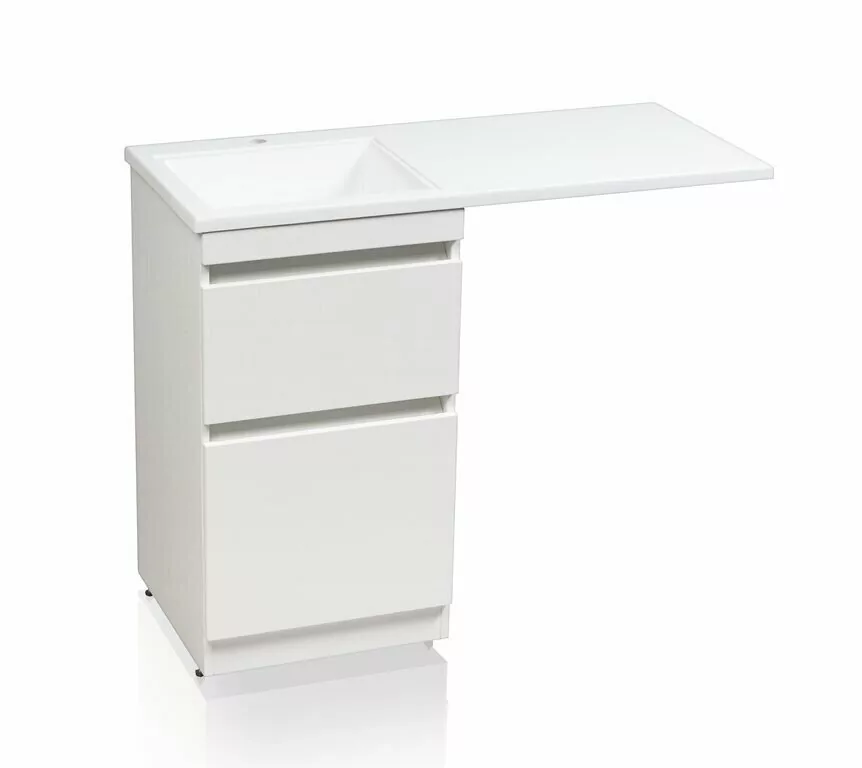 Тумба напольная Style Line Даллас 100 Люкс Plus Эмаль с раковиной Даллас 100 под стиральную машину, два ящика, левая, белая