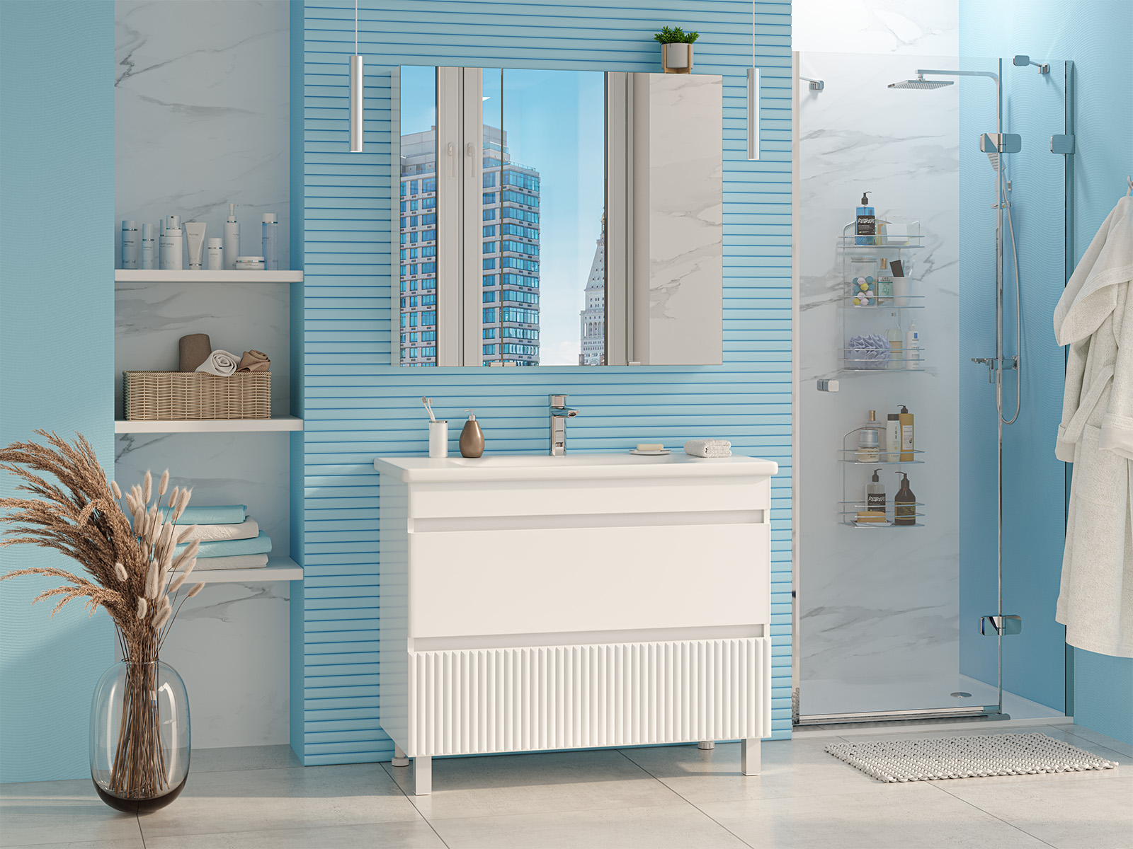 Тумба с раковиной Misty Мира 100 белый