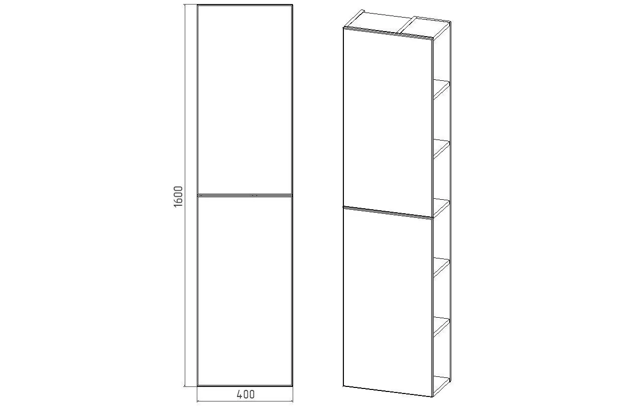 Пенал подвесной Viant Бостон 40 L/R графит/дуб вотан