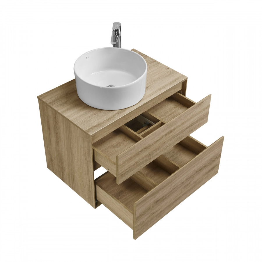 Тумба подвесная AQUATON Либерти 75 с раковиной MILA 40х40, дуб эльвезия
