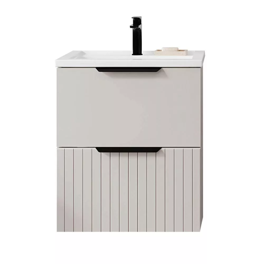 Тумба подвесная Viant Сицилия 50 с раковиной Moduo 50, два ящика, капучино