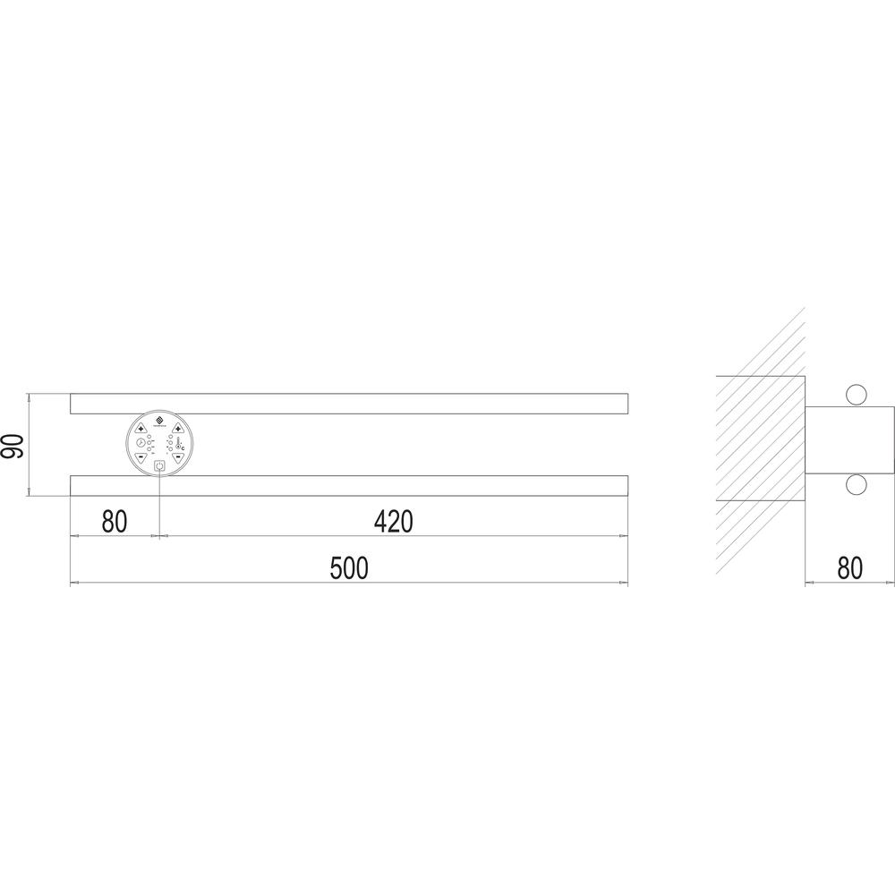 Полотенцесушитель электрический Terminus Полка П2 КРУГ 50х90