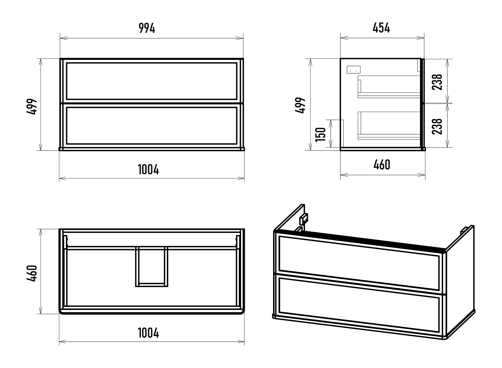 Тумба с раковиной Brevita Verde 100 подвесная (зеленая)