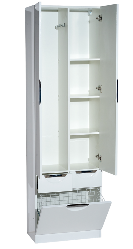 Пенал Misty Орхидея 60 напольный, с бельевой корзиной, белый