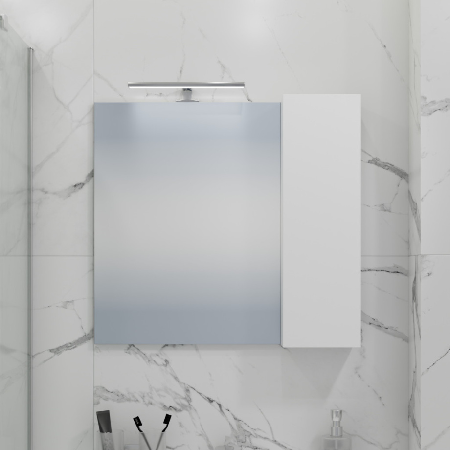 Зеркало с шкафчиком Санта Антарес 70 R свет, белый