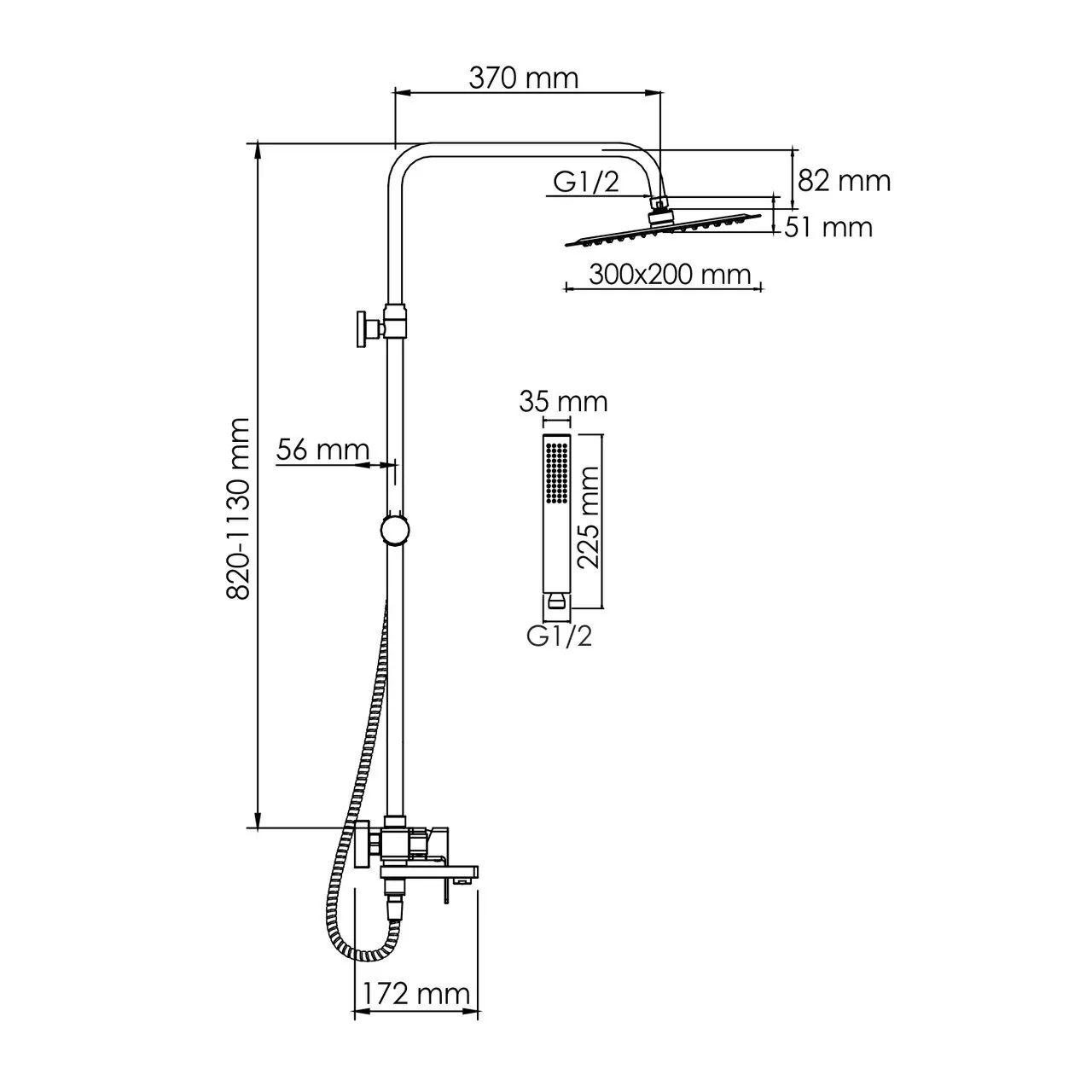 Душевая стойка WasserKraft A177.069.103.010.CH хром