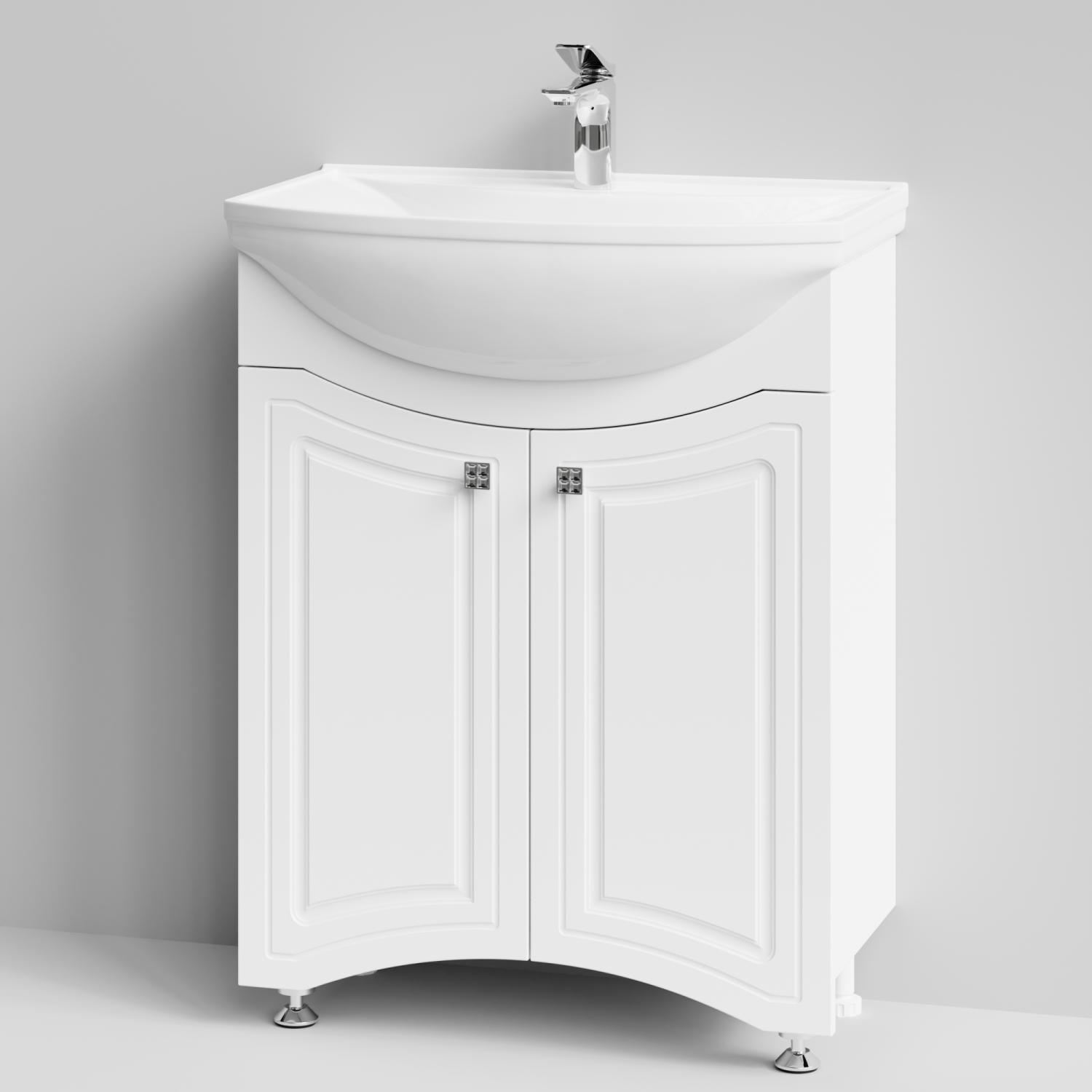 Тумба с раковиной Адам 65 напольная, белый глянец