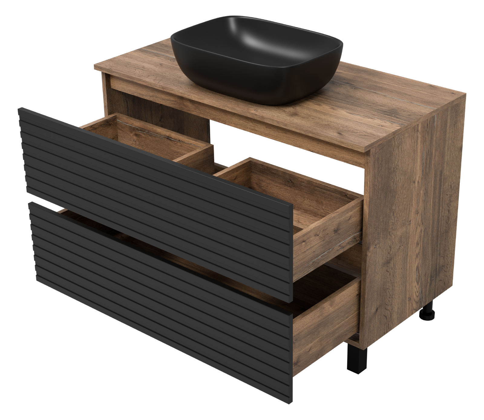 Тумба с раковиной Brevita Dakota 100 черный/дуб галифакс