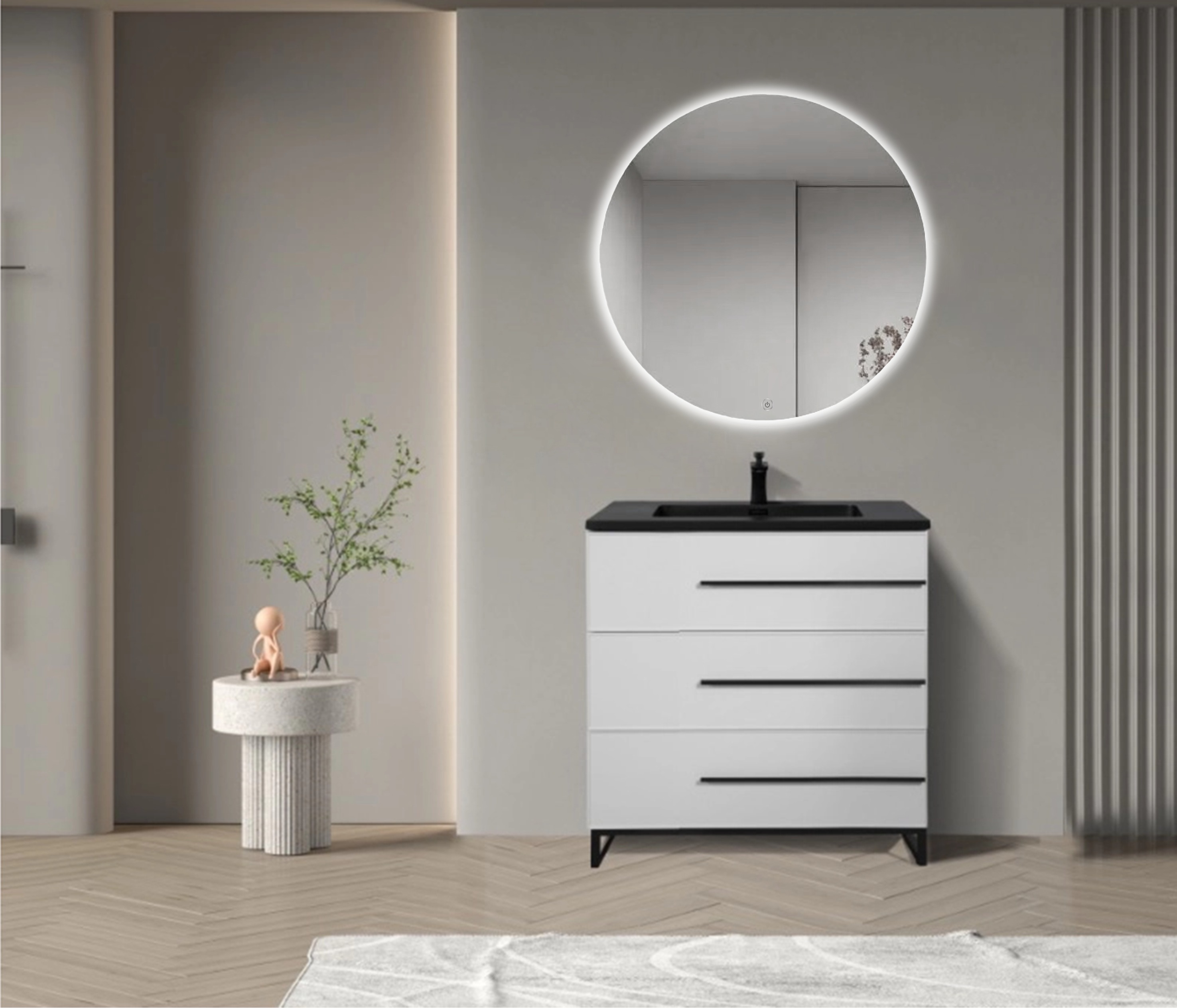 Тумба с раковиной Parly Bella-T 75, белый