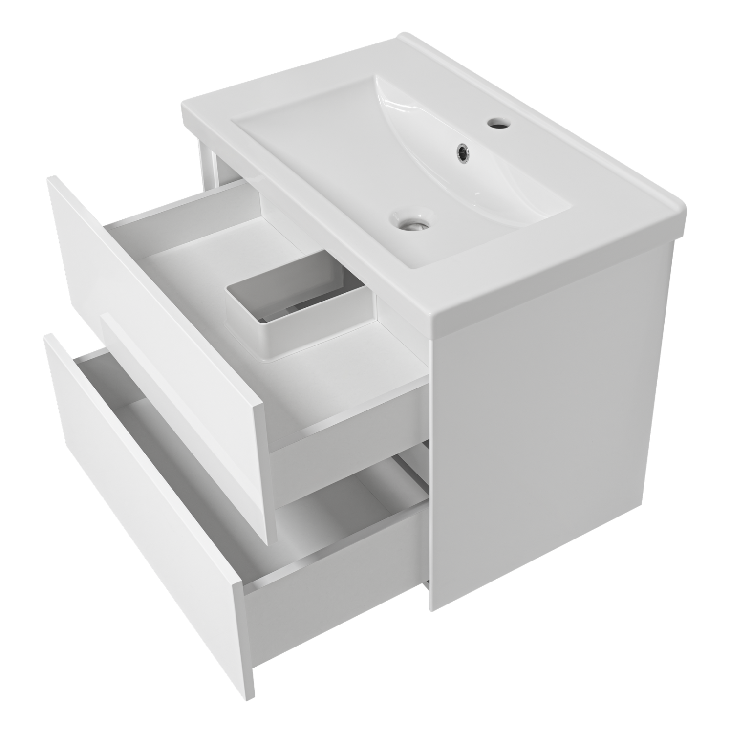 Тумба с раковиной Misty Твист 70 подвесная (белая)