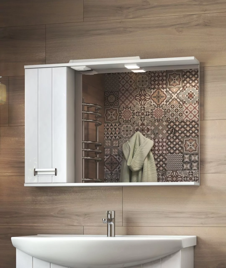 Зеркало с шкафчиком Vigo Diana 100 L подсветка, белый