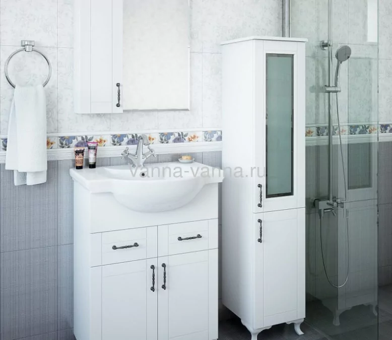 Тумба с раковиной Sanflor Глория 65 напольная, белый матовый