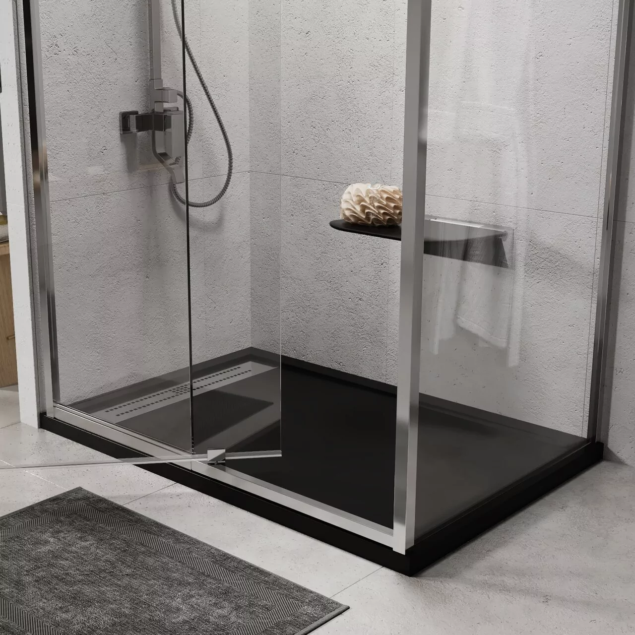 Поддон для душа WasserKraft Abens 20T07 120х90 прямоугольный, из искусственного камня, черный матовый