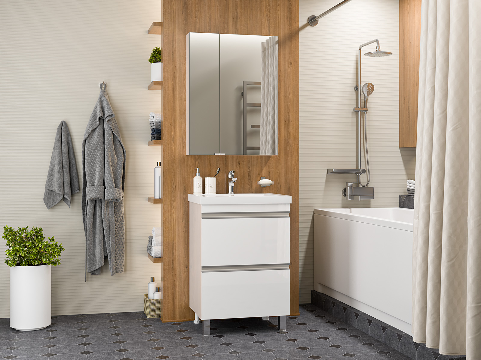 Тумба с раковиной Misty Ингрид 60 белый