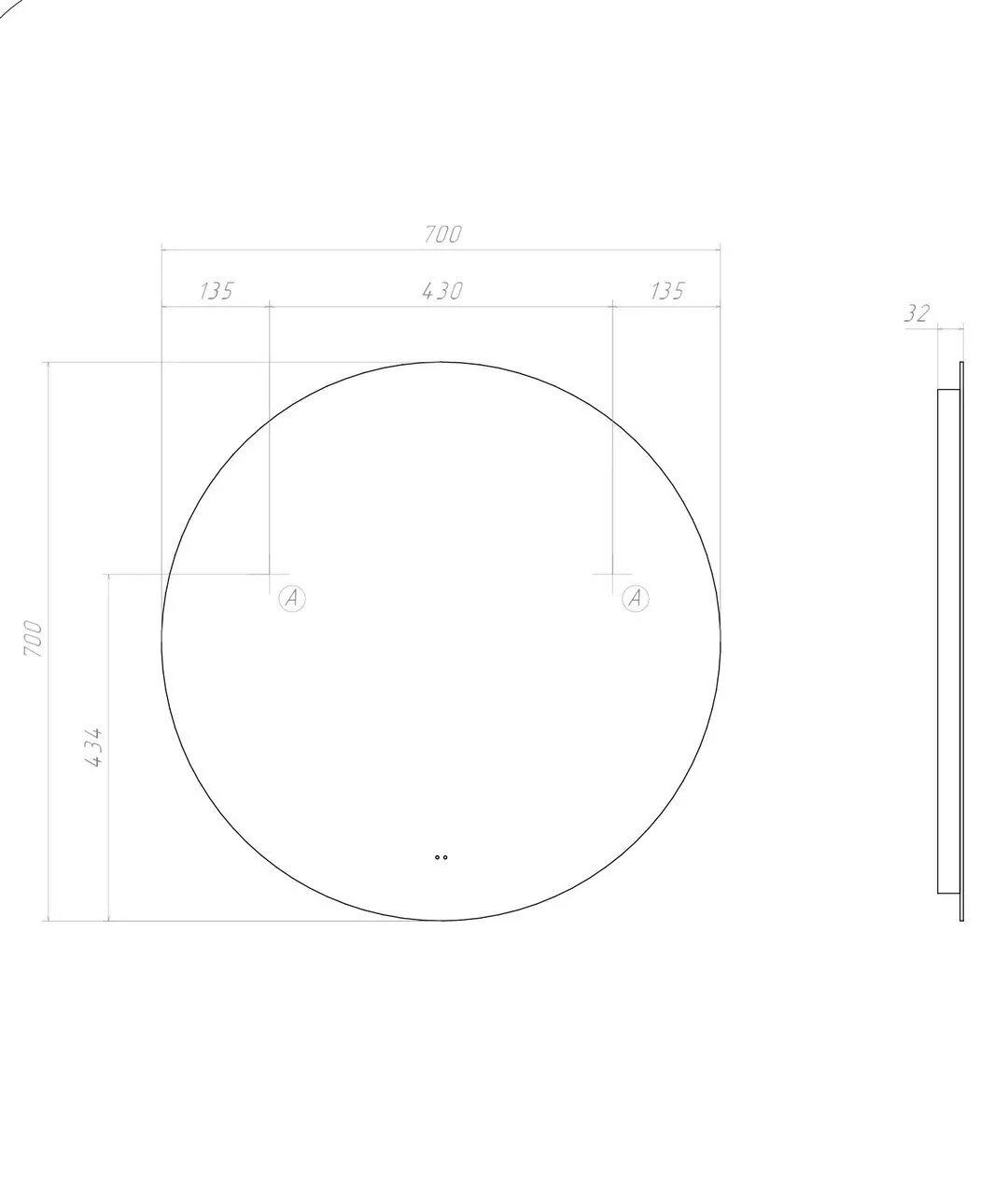 Зеркало Vigo Otti 70 свет, сенсор