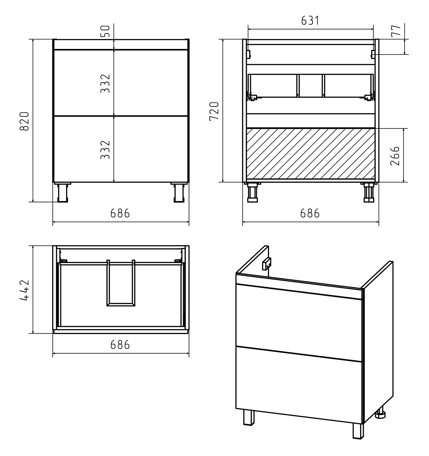 Тумба с раковиной Misty Атлантик 70 белый