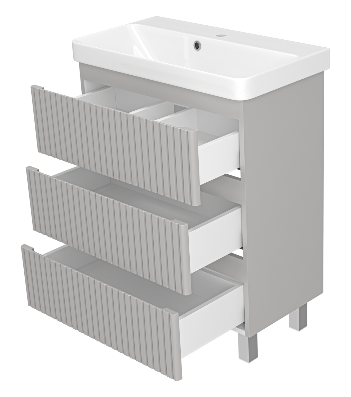 Тумба с раковиной Brevita Victory 70 напольная, серый шелк