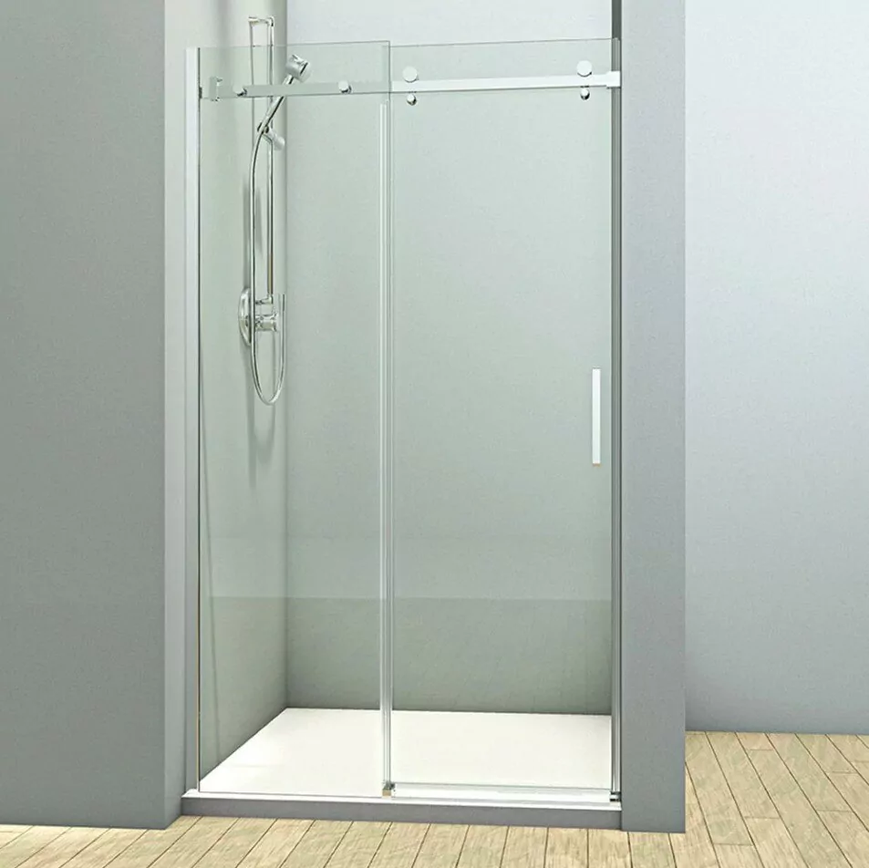 Душевая дверь Veconi VN74-120 в нишу, раздвижная, прозрачное стекло, хром