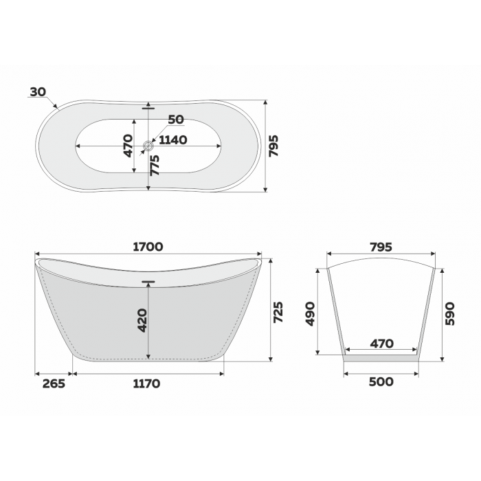 Ванна акриловая Delice Provanse 170х80 DLR440102W белый матовый