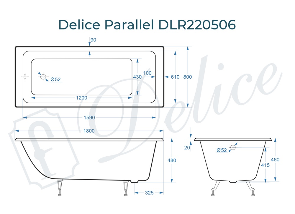 Ванна чугунная Delice Parallel 180х80 DLR220506