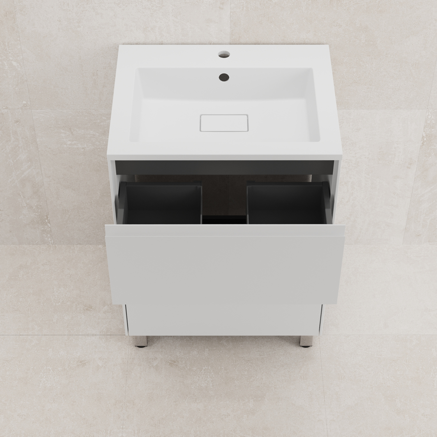 Тумба напольная Style Line Лима 60 с раковиной Line 60, 2 ящика, белый матовый