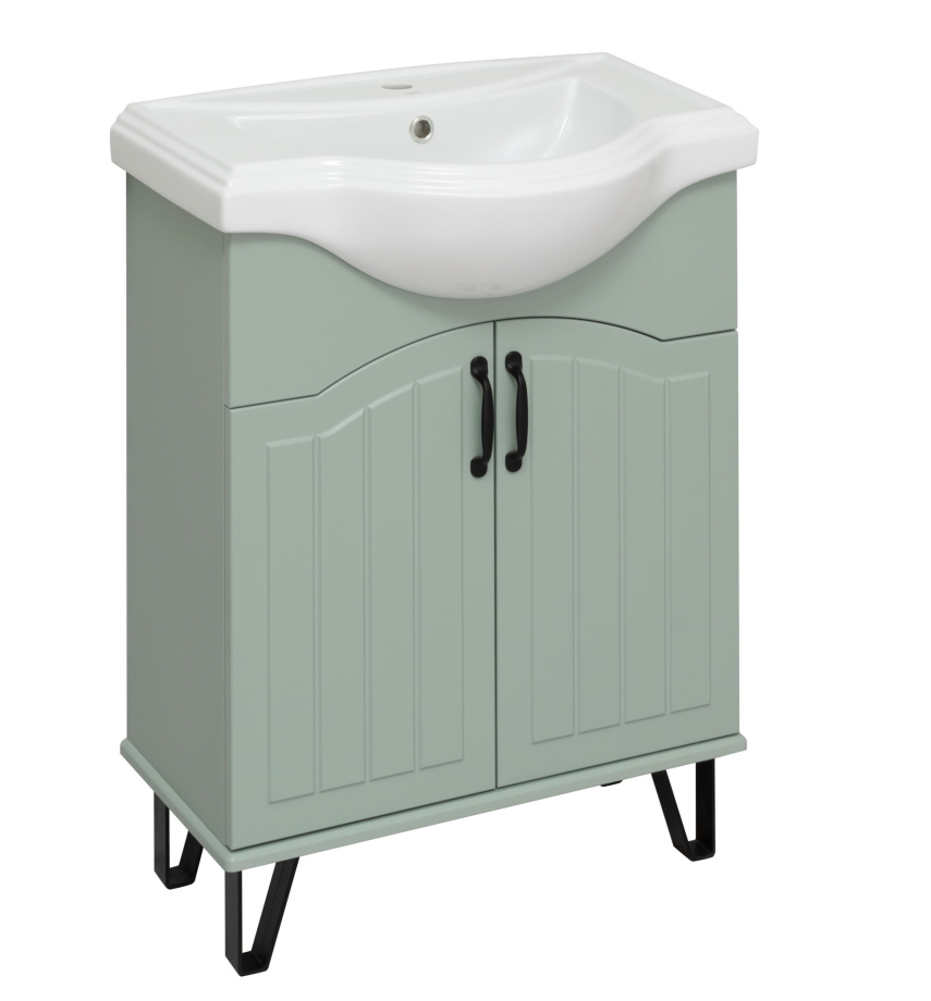 Тумба напольная Runo Марсель 65 с раковиной Классик 65, мята