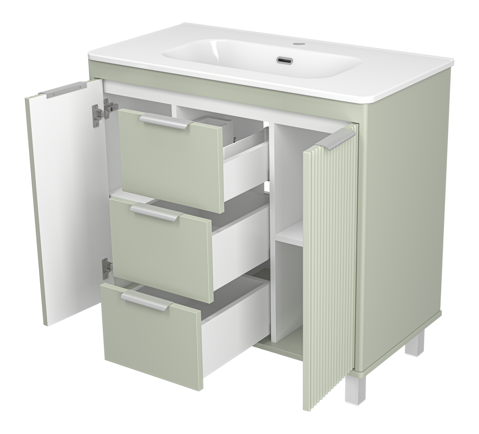 Тумба с раковиной Brevita Risacca Pistachio 90 напольная, фисташковый