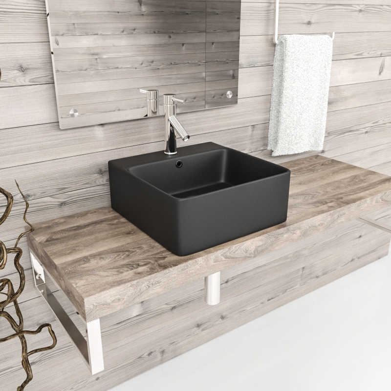 Раковина накладная Esbano CIRCON-46 (matt black) 460x420x155