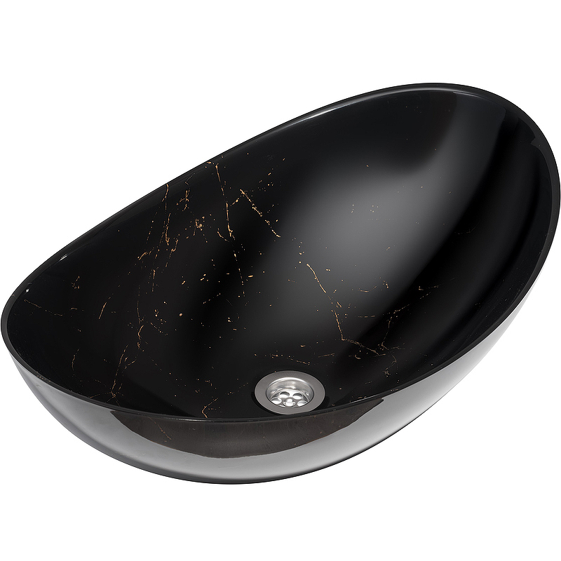 Раковина Stella Polar Орион 58 черный матовый/золотой мрамор