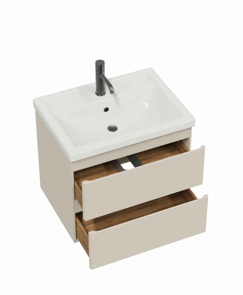 Тумба подвесная SanStar Riana 50 с раковиной Como 50, cappuccino