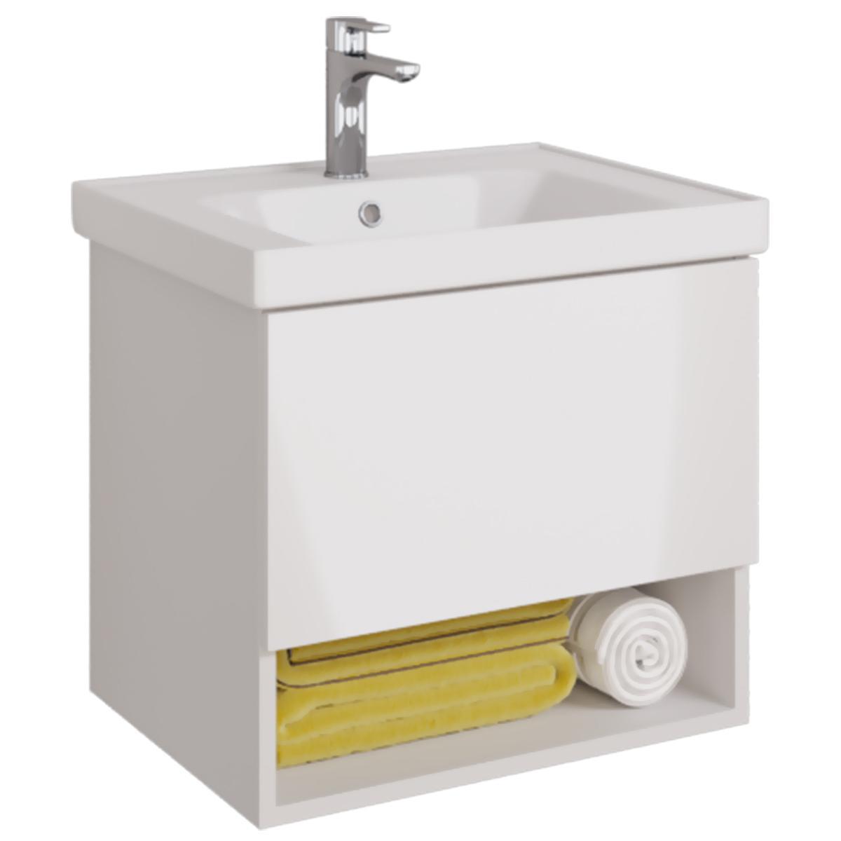 Тумба с раковиной подвесная Dreja Perfecto 60 см, белый