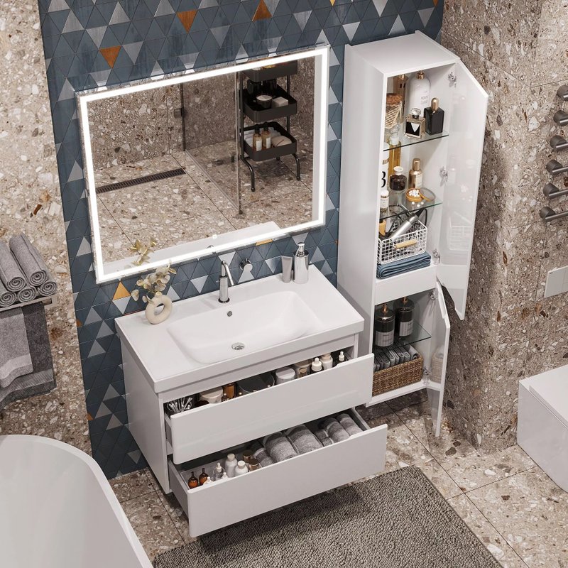 Пенал напольный/подвесной SanStar Riana, универсальный, белый