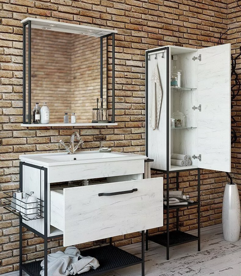 Пенал Sanflor Бруклин 50 L/R напольный, с открытой полкой, дуб крафт от магазина Vanna-Vanna.ru!