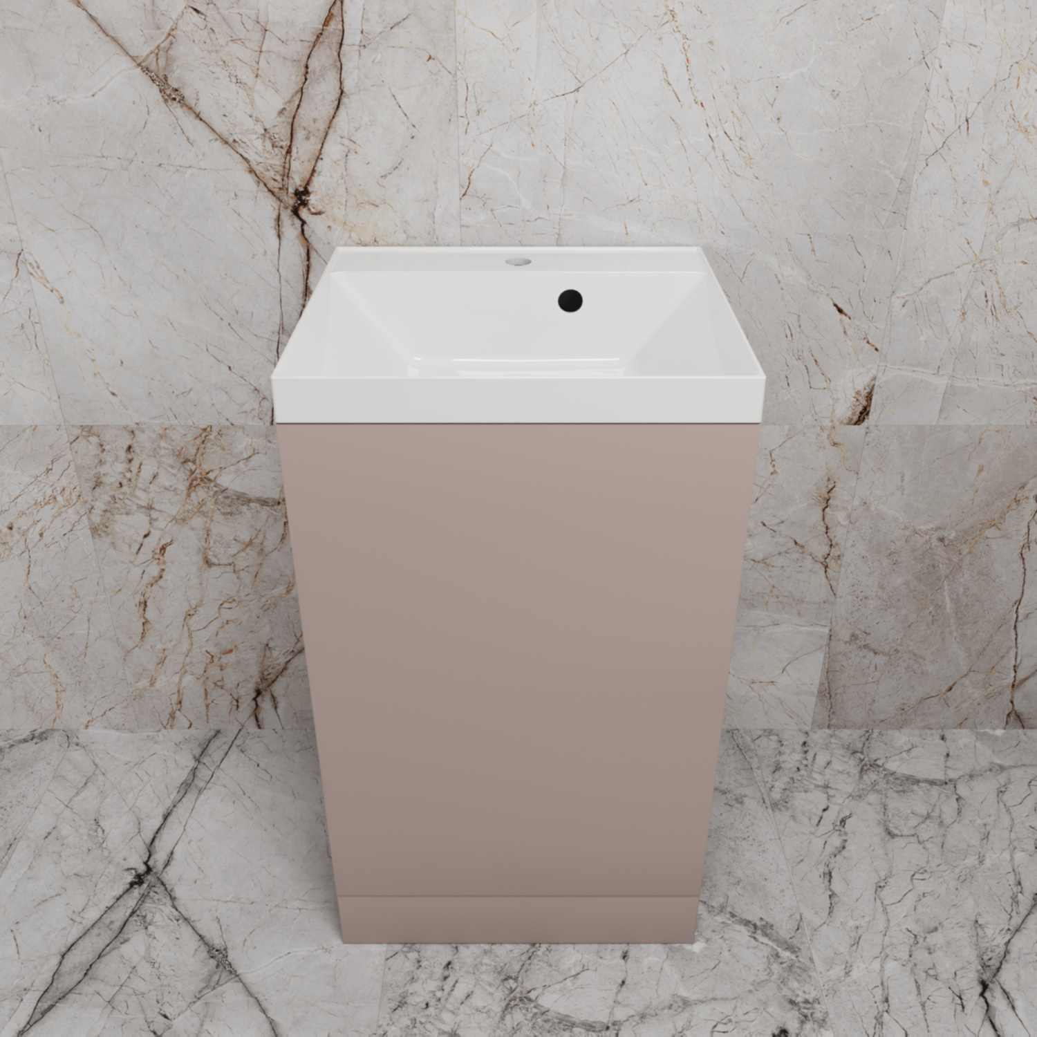 Тумба напольная Style Line "МОНО 50" с раковиной ASTI 50 белый, (1 дверь), санд пудровый