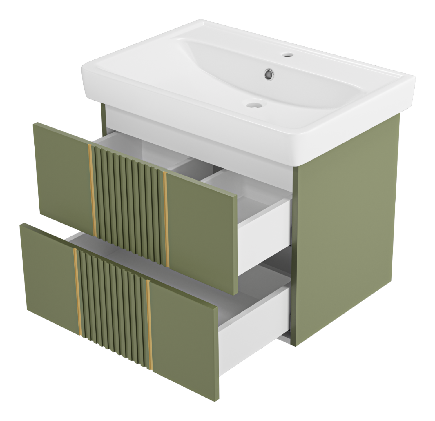Тумба с раковиной Brevita Vega 70 подвесная, зеленый/патина золото