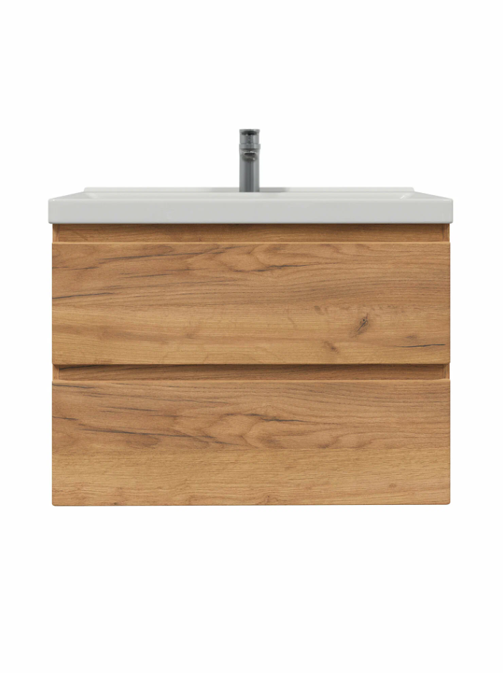 Тумба подвесная SanStar Riana 80 с раковиной Фостер 80, gold kraft