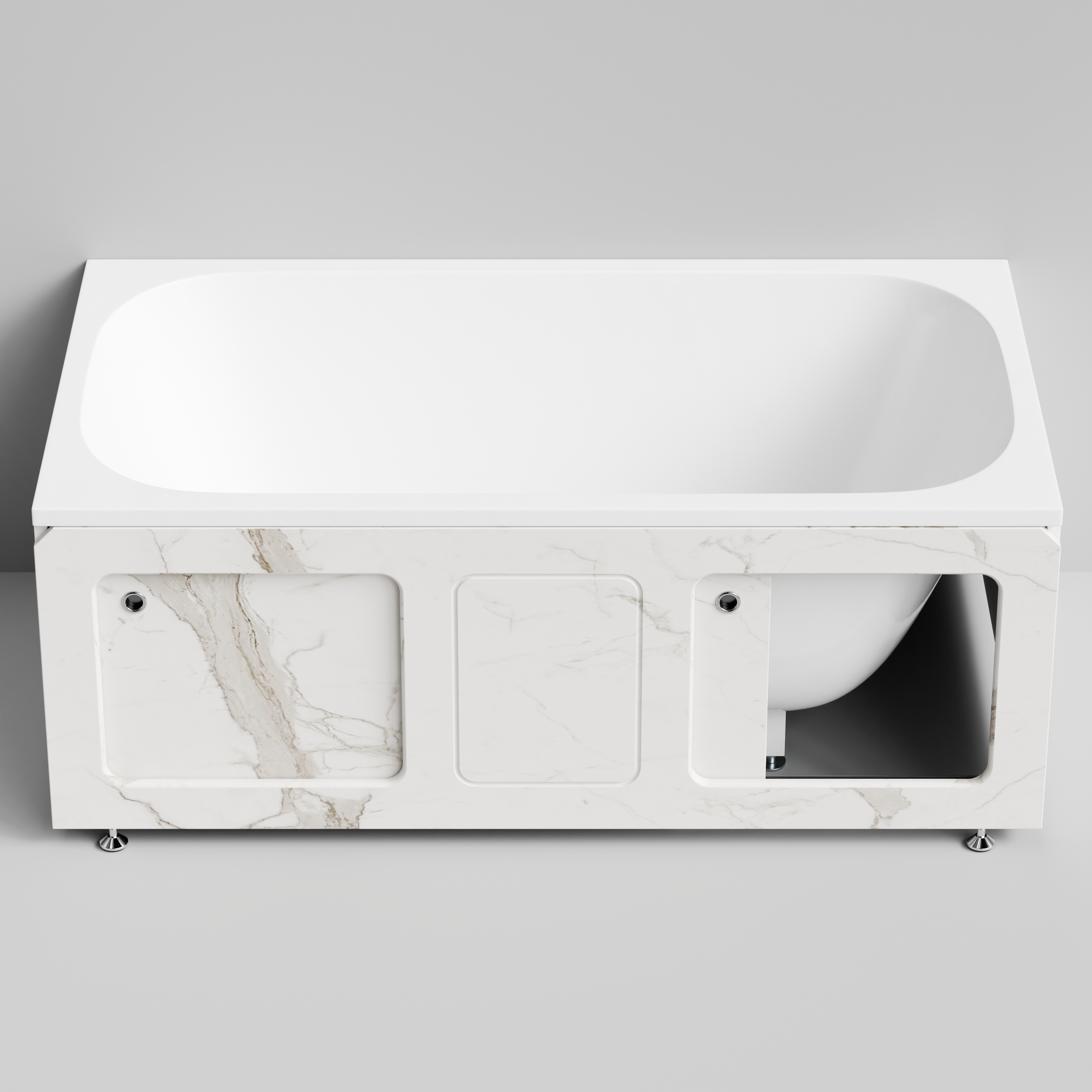 Экран под ванну Vod-ok Хит 150 раздвижной Мрамор Белый натур милк