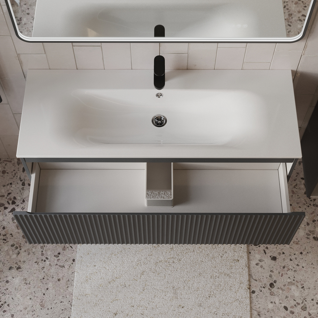 Тумба с раковиной подвесная (120 см) Terminus Sicilia SIC101201701601O, графит