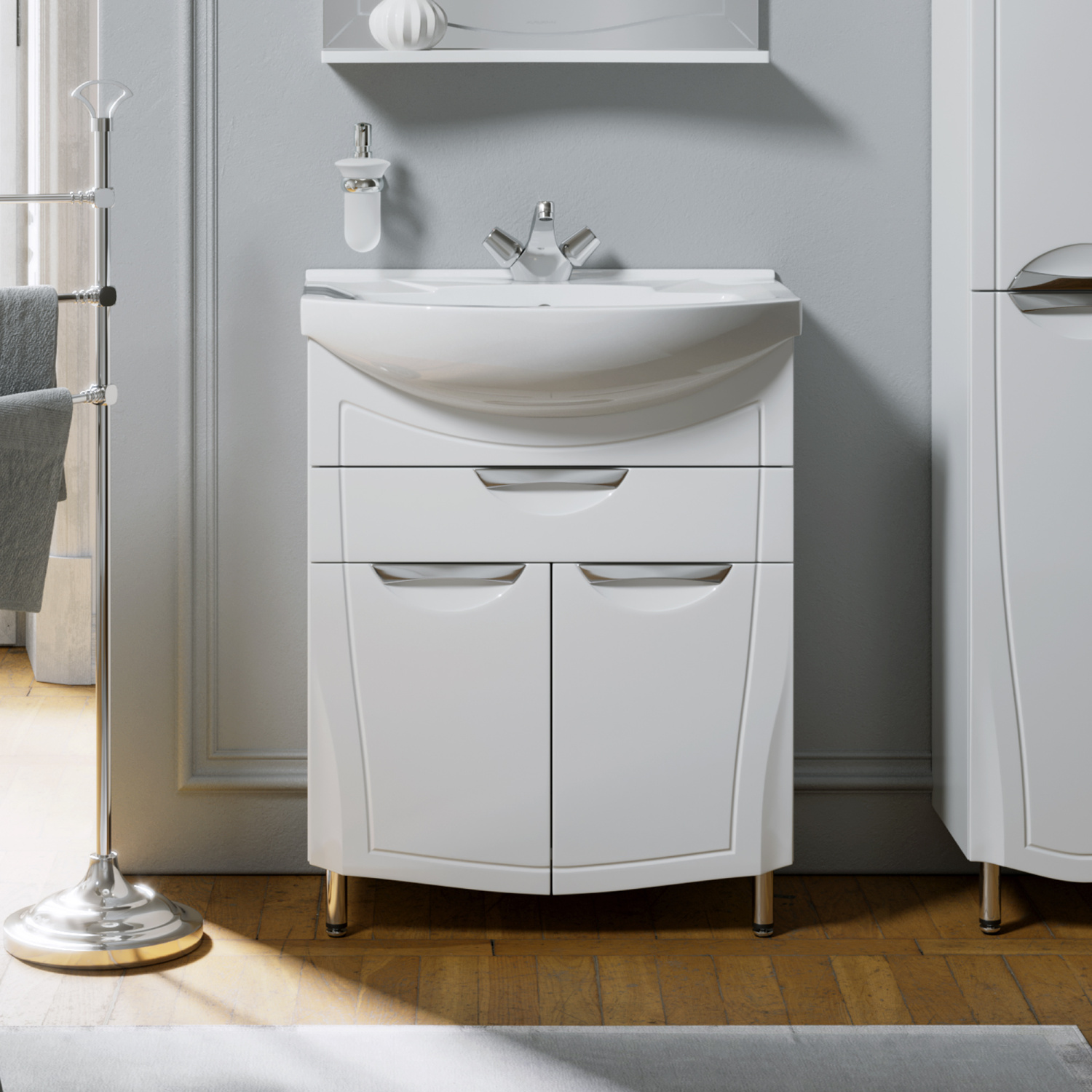 Тумба с раковиной Alavann Monaco 65-01 напольная, белая