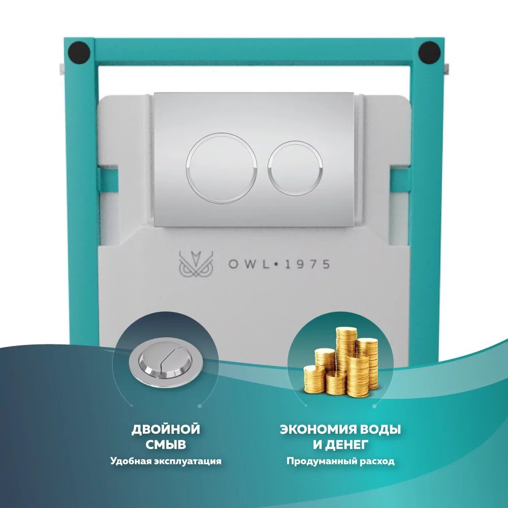 Кнопка смыва Owl 1975 Titan Chrome Matt, Knapp03TCM, механическая, хром матовый