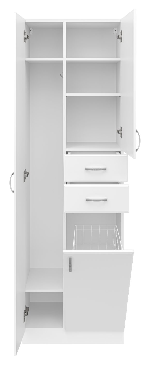 Пенал Misty Мисти 60 напольный, с бельевой корзиной, белый